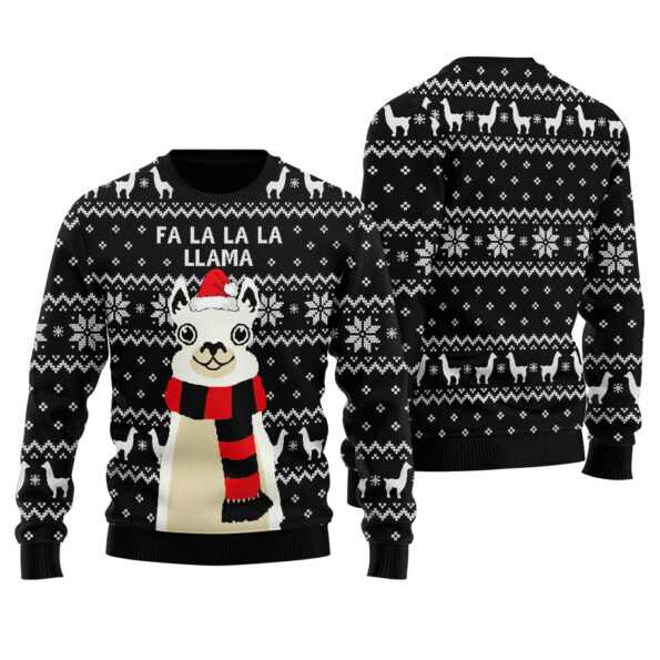 LLAMA Ugly Christmas Sweater Black