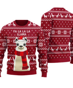 LLAMA Ugly Sweater Cardinal Red