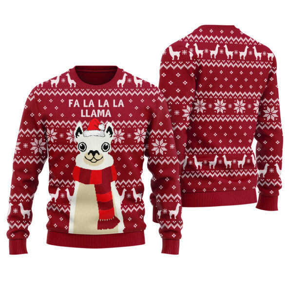 LLAMA Ugly Sweater Cardinal Red