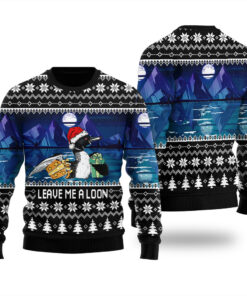 Leave Me A Loon Funny Ugly Christmas Sweater Black