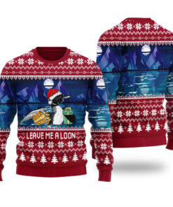 Leave Me A Loon Funny Ugly Christmas Sweater Cardinal Red