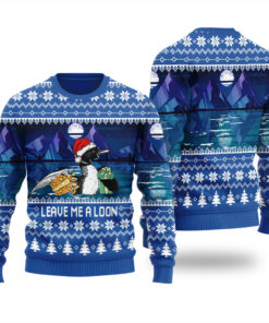 Leave Me A Loon Funny Ugly Christmas Sweater Royal