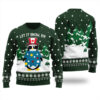 Let It Snow Eh Canada Funny Ugly Christmas Sweater Forest Green
