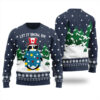 Let It Snow Eh Canada Funny Ugly Christmas Sweater Navy