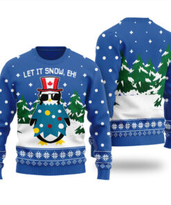 Let It Snow Eh Canada Funny Ugly Christmas Sweater Royal