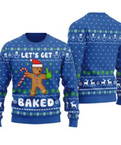 Let's Get Baked Funny Cookie Ugly Christmas Sweater Royal