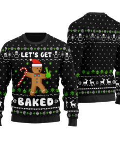 Let's Get Baked Ugly Christmas Sweater Black