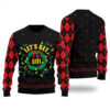 Let's Get Lit Funny Ugly Christmas Sweater Black