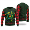 Let's Get Lit Funny Ugly Christmas Sweater Forest Green