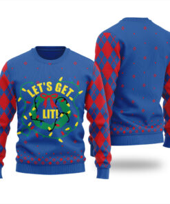 Let's Get Lit Funny Ugly Christmas Sweater Royal