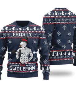 Lifting Swoleman Frosty Ugly Christmas Sweater Navy