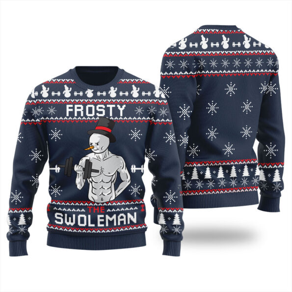 Lifting Swoleman Frosty Ugly Christmas Sweater Navy