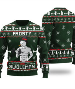 Lifting Swoleman Frosty Ugly Sweater Forest Green