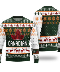 Maple Leaves Ugly Sweater Forest Green