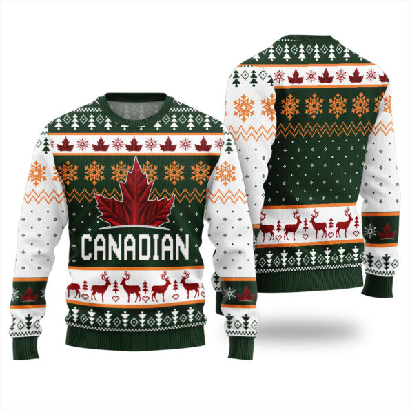 Maple Leaves Ugly Sweater Forest Green