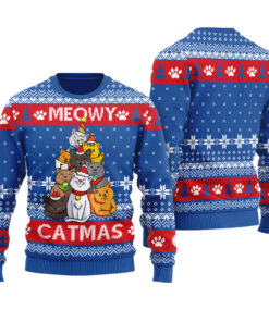 Meowy Christmas Cat Christmas Sweater Royal