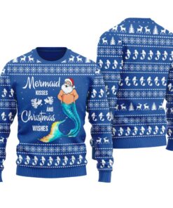 Mermaid Kisses Christmas Wishes Funny Ugly Christmas Royal