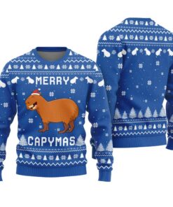 Merry Capymas Ugly Christmas Sweater Royal