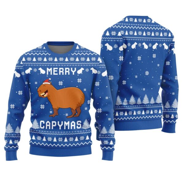 Merry Capymas Ugly Christmas Sweater Royal