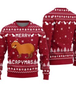 Merry Capymas Ugly Sweater Cardinal Red