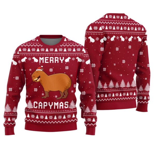 Merry Capymas Ugly Sweater Cardinal Red