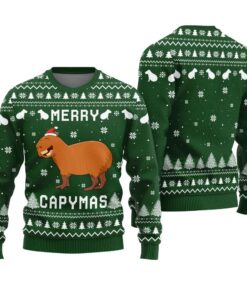 Merry Capymas Ugly Sweater Forest Green