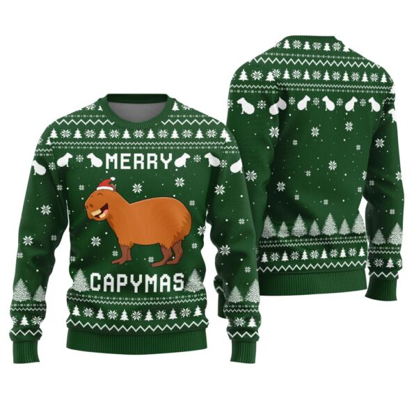 Merry Capymas Ugly Sweater Forest Green