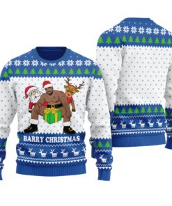 Merry Christmas Barry Wood Ugly Sweater Royal