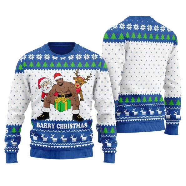 Merry Christmas Barry Wood Ugly Sweater Royal