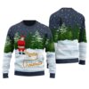 Merry Christmas Funny Santa Ugly Sweater Navy