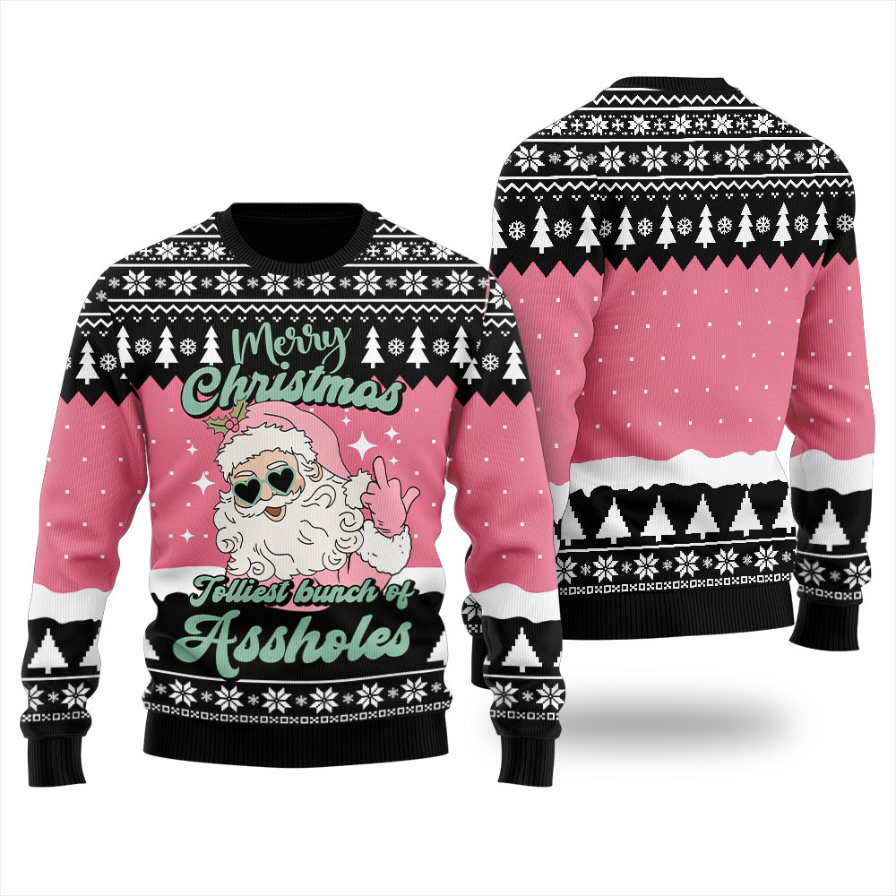 Merry Christmas Jolliest Bunch Of Assholes Ugly Sweater Black