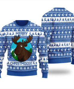 Merry Christmas Moose Ugly Sweater Royal