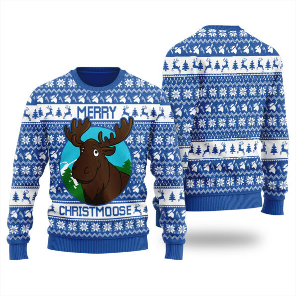 Merry Christmas Moose Ugly Sweater Royal