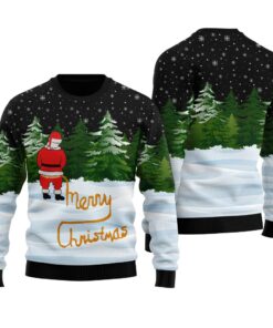 Merry Christmas Naughty Santa Ugly Sweater Black