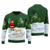 Merry Christmas Naughty Santa Ugly Sweater Forest Green