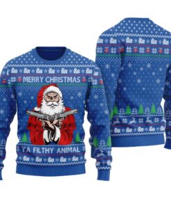 Merry Christmas Ya Filthy Animal Ugly Sweater Royal