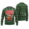 Merry Christmoose Ugly Christmas Sweater Forest Green