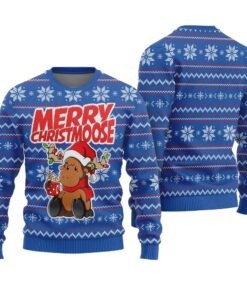Merry Christmoose Ugly Christmas Sweater Royal