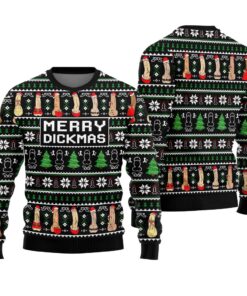 Merry Dickmas Christmas Sweater Black