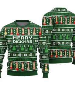 Merry Dickmas Ugly Sweater Forest Green
