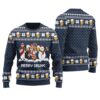 Merry Drunk Santa Jesus Friends Ugly Sweater Navy