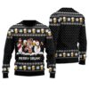 Merry Dunk Santa Jesus Friends Christmas Sweater Black
