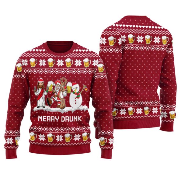 Merry Dunk Ugly Christmas Sweater Cardinal Red