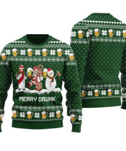 Merry Dunk Ugly Ugly Christmas Sweater Forest Green