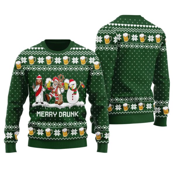 Merry Dunk Ugly Ugly Christmas Sweater Forest Green