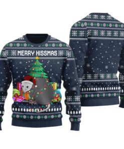 Merry Hissmas Ugly Christmas Sweater Navy