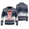 Merry Pigmas Pig Santa Ugly Christmas Sweater Navy