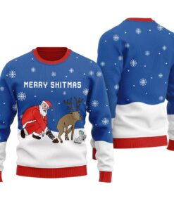 Merry Shitmas Naughty Ugly Christmas Sweater Royal