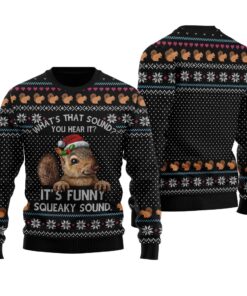 Merry Squirrel Ugly Christmas Sweater Black