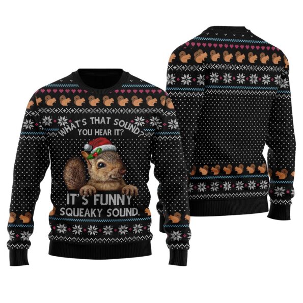 Merry Squirrel Ugly Christmas Sweater Black